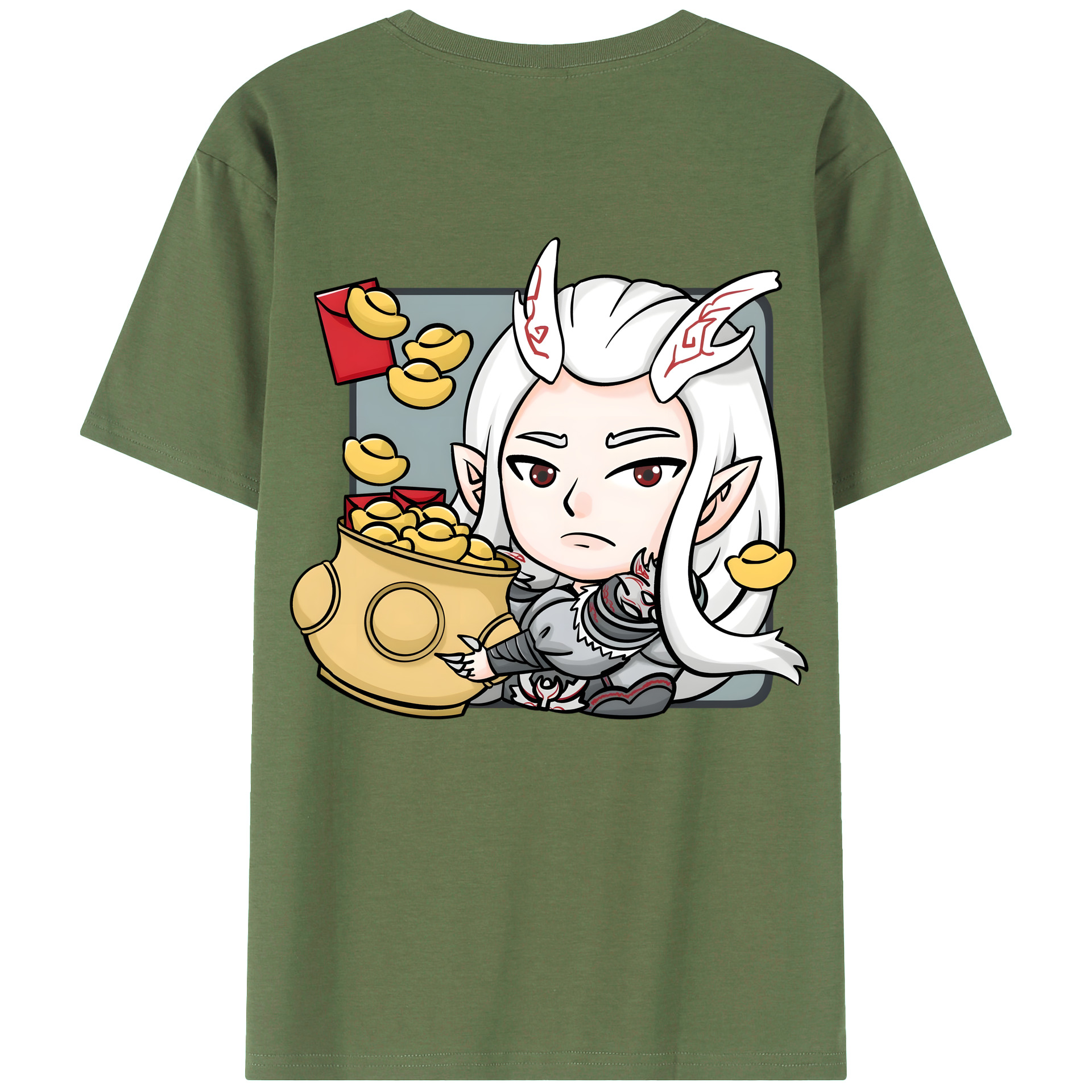（画像用） Ne Zha 2 ナタ 魔童の大暴れ 綿100％ メンズ半袖Tシャツ（バックプリント） 通気性